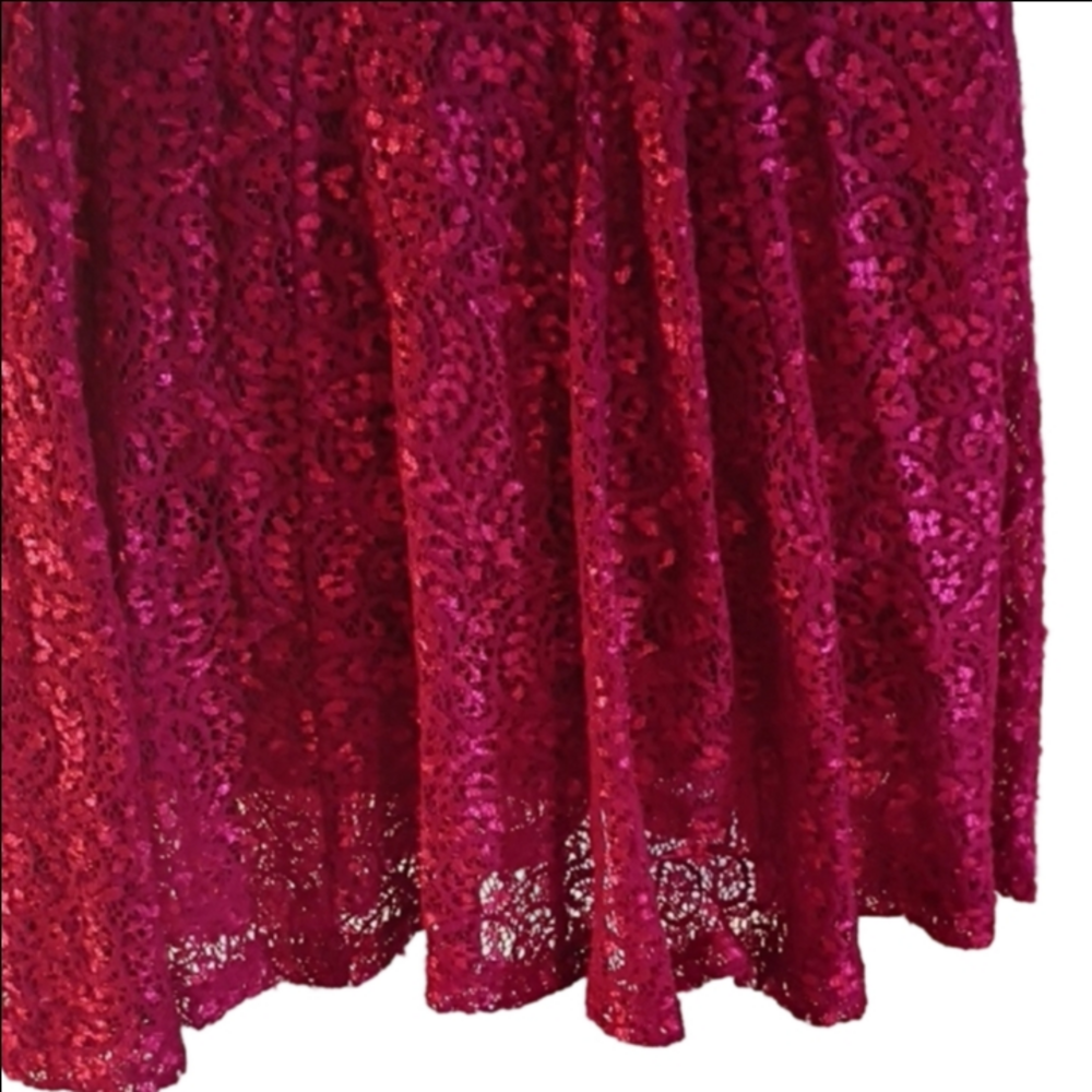 Burgundy Sheen  Lace Dress By City Studio. Great Boho Vibes. Size Small. - Picture 9 of 15